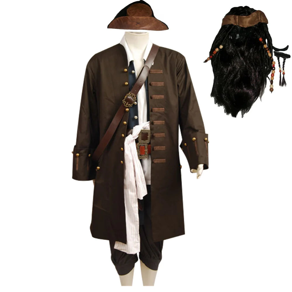 Pirates of the Caribbean Pirates des Caraïbes Jack Sparrow Uniforme Cosplay Costume